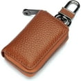 thumbnail image 1 of Luckybay Leather Car Key Case Holder – Compact Zippered Auto Key Fob Protector Pouch for Smart & Folding Keys, Coins – Keychain Wallet for Men & Women (Caramel), 1 of 7