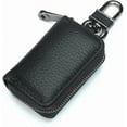 thumbnail image 1 of Luckybay Leather Car Key Case Holder – Compact Zippered Auto Key Fob Protector Pouch for Smart & Folding Keys, Coins – Keychain Wallet for Men & Women (Black), 1 of 8
