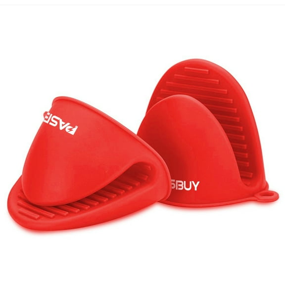 Luckybay Silicone Mini Oven Mitts, Red, Heat Resistant (2 Count)