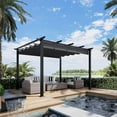 thumbnail image 1 of Luckyberry 10' X 12' Outdoor Retractable Pergola with Sun Shade Canopy Patio Metal Shelter for Garden Porch Beach Pavilion Grill Gazebo Modern Yard Grape Trellis Pergola, Grey, 1 of 7