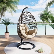 Luckyberry Egg Hanging Chair with Stand, Brown