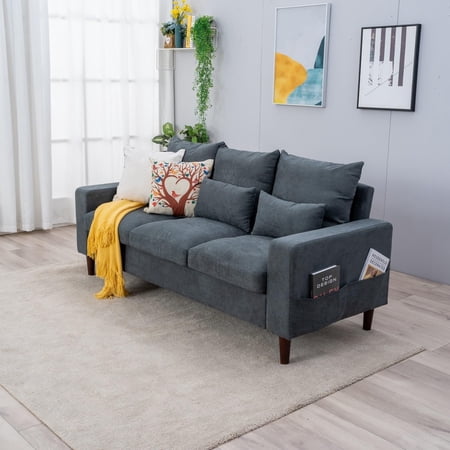 Panana Modern Upholstered Fabric Couch 3-Seat Sofa for Small Living Room, Apartment, Small Space 76.5"x32" (Grey)