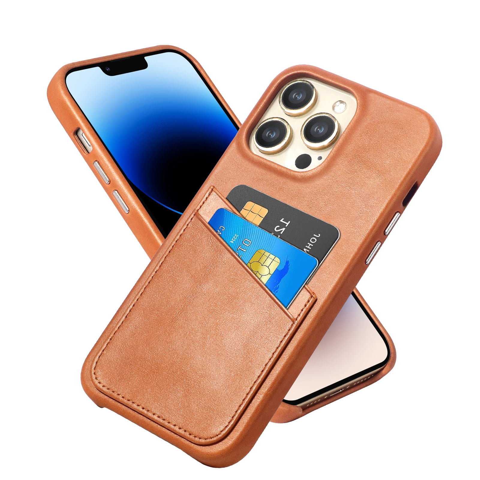 Luckycoin Handmade Genuine Leather Case for iPhone 13 Pro Max 6.7-Inch,Anti Slip Ultra-Thin Cover, Vintage Top Grain Leather,Card Holder for Apple iPhone 13 Pro Max Case