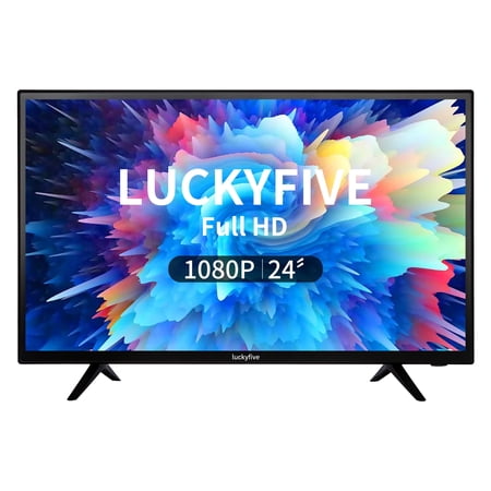 Luckyfive 24'' Full HD 1080P Smart TV with Google Play, Support Digital Television, Screen Mirroring, WiFi, Smart Free Download APPs, Wall Mountable, Slim Bezel TV Compatible for Home Offic