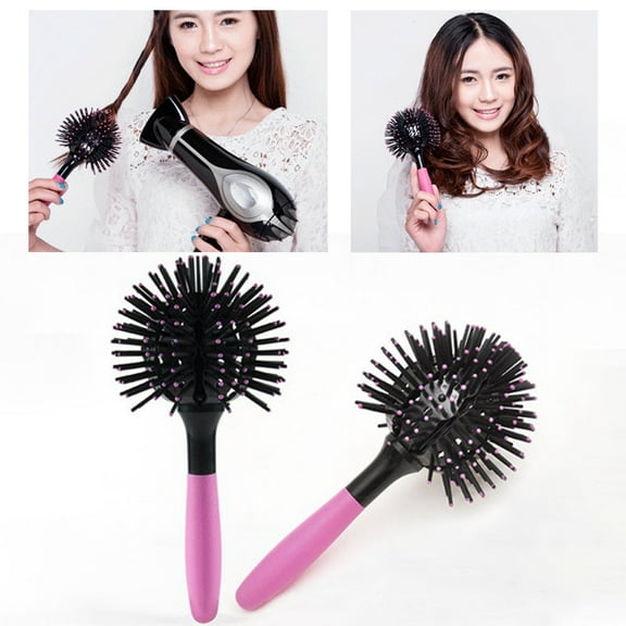Luckymimi Bomb Curl Comb 3D 360 Degree Hair Styling Plastic Head Massage Spherical Brush for Salon Curly Hair Comb*