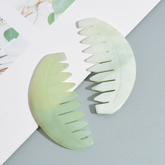 Luckymimi Jade Comb Scratchless Hurtless to Scalp Stone Jade Stone Guasha Comb for Hair Color Random