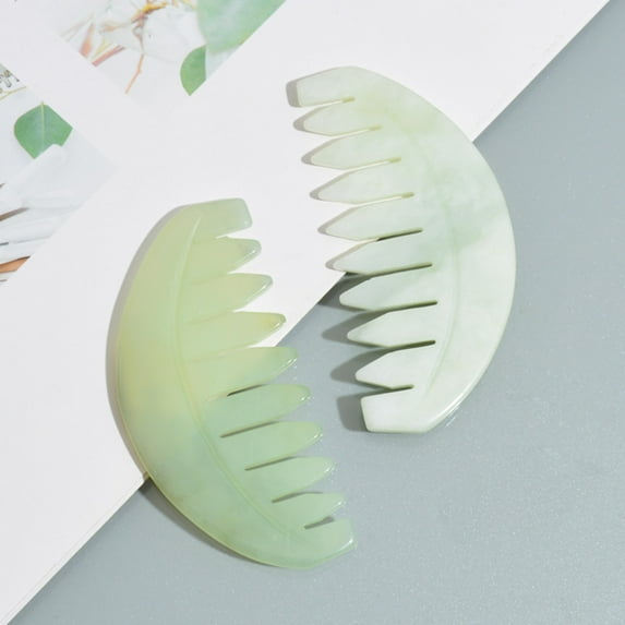 Luckymimi Jade Comb Scratchless Hurtless to Scalp Stone Jade Stone Guasha Comb for Hair Color Random
