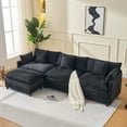 thumbnail image 1 of [Luckynote]108" L Shaped Modern Sofa Modular Sectional Cloud Couch with Ottoman, 4-Seat Chenille Deep Seat Sofa with Pillow for Living Room, Bedroom and Apartment, 1 of 8