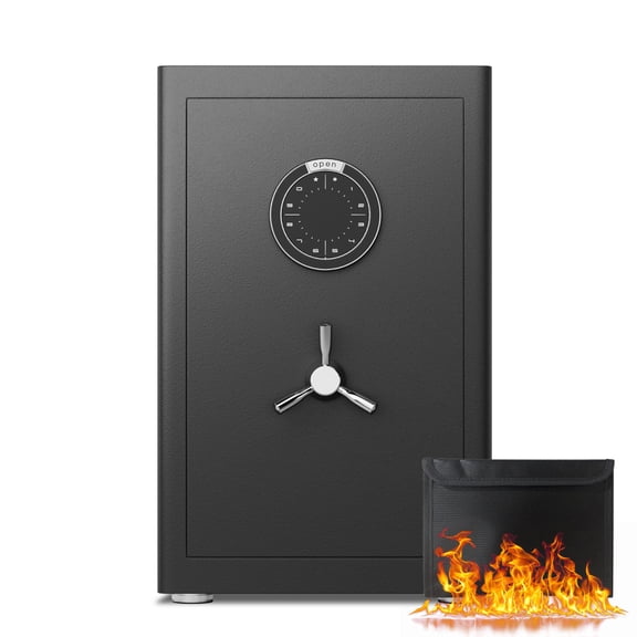 Luckynote 2.0 Cu Ft Home Safe with Fireproof Document Bag, Heavy-Duty Steel Security Safe, Digital Keypad, 3 Unlocking Methods, Dual Alarm & Silent Mode, 2 Adjustable Shelves for Home Office Hotel