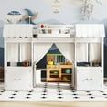 thumbnail image 1 of [Luckynote]Full Loft Bed with Built-in Bookshelf, Curtain, and Storage Shelf Amusement Park-Inspired Playful Design Safety Guardrails, White, 1 of 12
