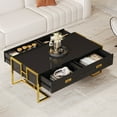 thumbnail image 1 of [Luckynote]Modern Black Rectangular Coffee Table with 4 Drawers and Gold Base in 47.3", 1 of 10