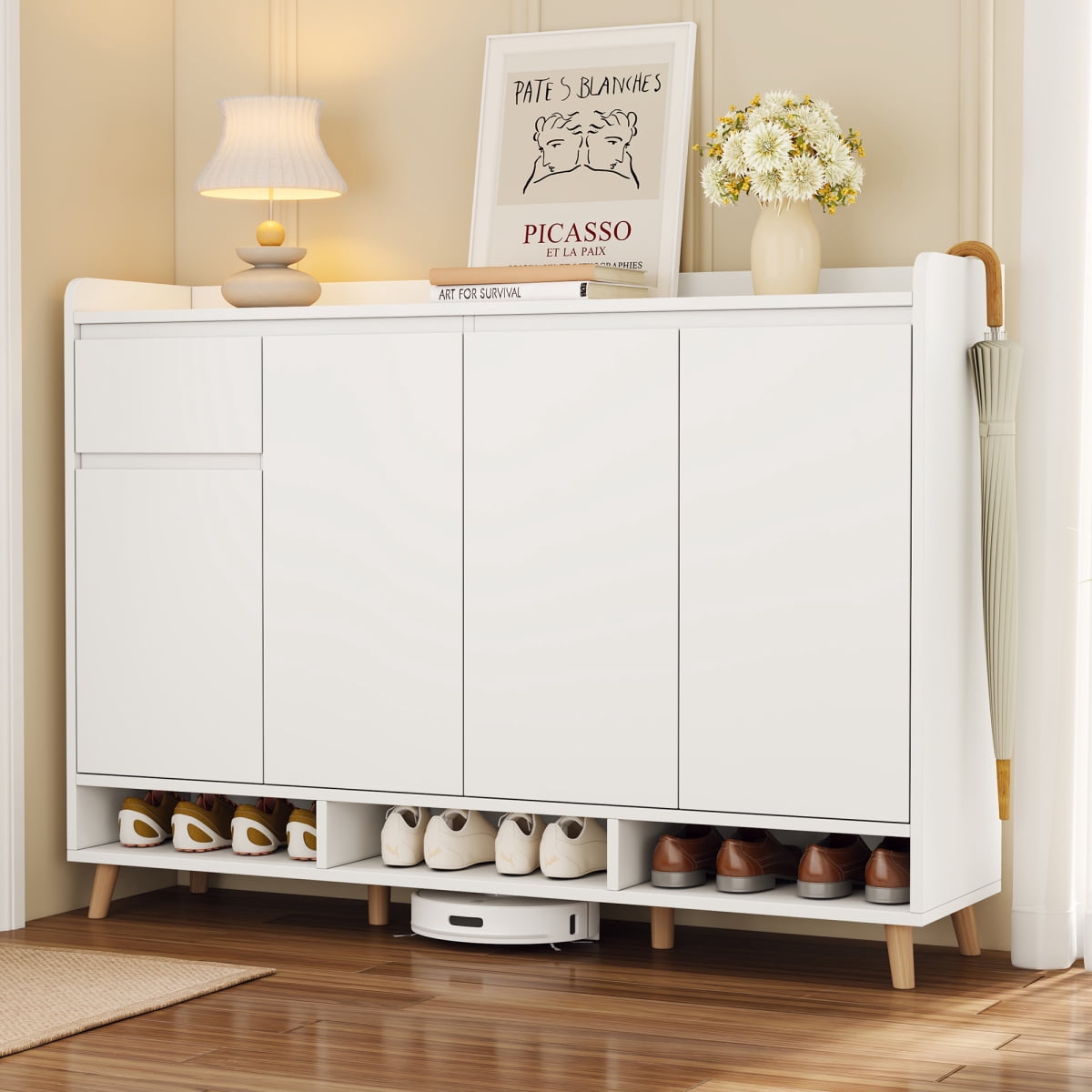[Luckynote]Sleek and Contemporary Shoe Cabinet with Adjustable Shelves ...