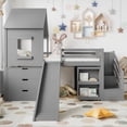thumbnail image 1 of Luckynote Twin Loft Bed, House Design with Slide, Stairs, Storage Cabinets, Removable Desk, Space-Saving for Small Rooms, Gray, 1 of 14