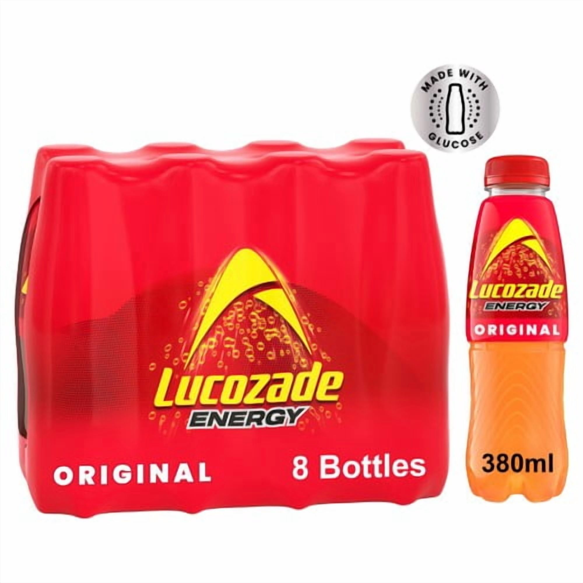 Lucozade Energy Drink Original 8 x 380ml, British Import (Pack of 2)