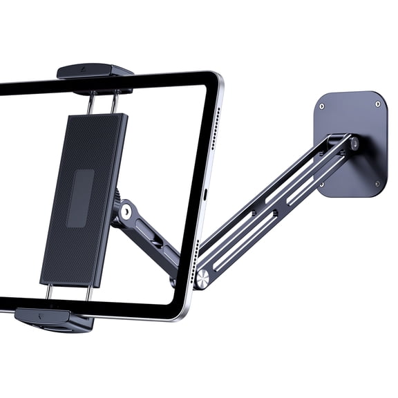 Lucrave Extended Version Tablet Wall Mount Holder, 15" Aluminium Wall Mount for IPad with 360° Adjustable Rotating Base for iPad Pro Air Mini, Galaxy Tab, All 4.7-13" Phones and Tablets (Long Style)