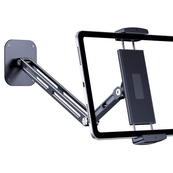 Lucrave Extended Version Tablet Wall Mount Holder, 15" Aluminium Wall Mount for IPad with 360 Adjustable Rotating Base for iPad Pro Air Mini, Galaxy Tab, All 4.7-13" Phones and Tablets (Long Style)
