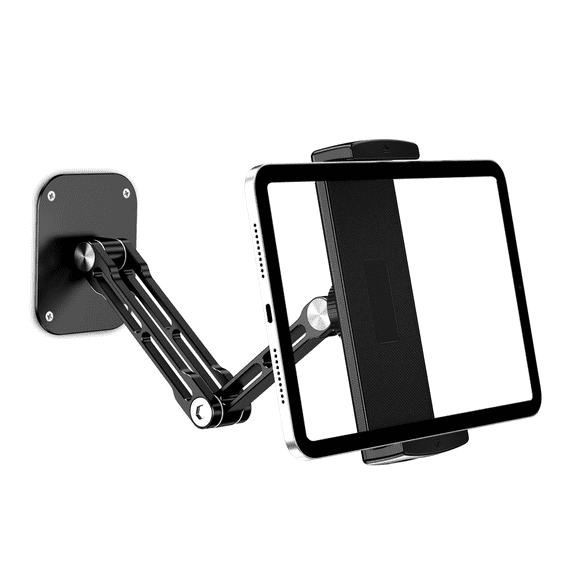 Lucrave Tablet Wall Mount Holder, Aluminium Extendable iPad Wall Holder, with 360Rotating Base Adjustable and Foldable for iPad Pro Air Mini, Galaxy Tab, All 4.7-13" Phones and Tablets