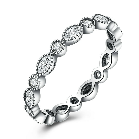 Lucy Eternity Ring Wedding Band Cz Antiqued Silver Womens Ginger Lyne Collection - 6