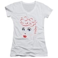 thumbnail image 1 of Lucy-Lines Face Junior V-Neck Tee, White - Small, 1 of 1