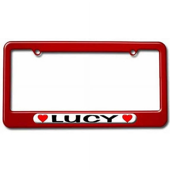 Lucy Love with Hearts License Plate Tag Frame, Multiple Colors