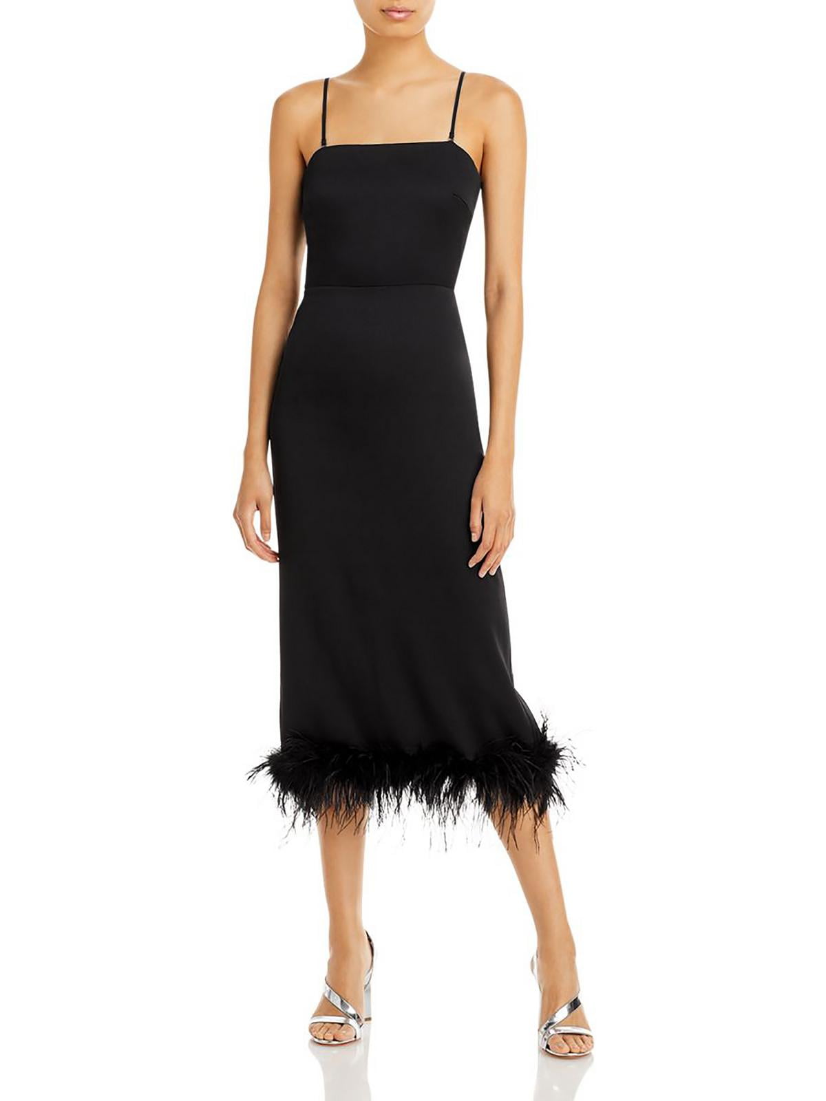 feather trim party dress Strapless Long Prom Dress with Feathers Black Feather / 6