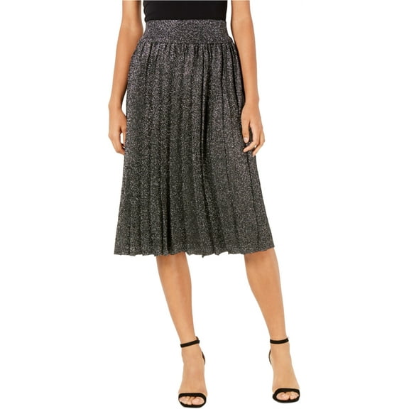 Lucy Paris Womens Nicole Pleated Midi Skirt, Metallic, X-Large