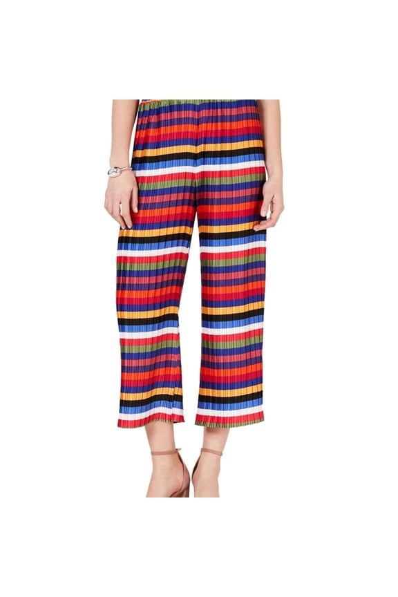 Womens Rainbow Casual Cropped Pants, Multicoloured, Large