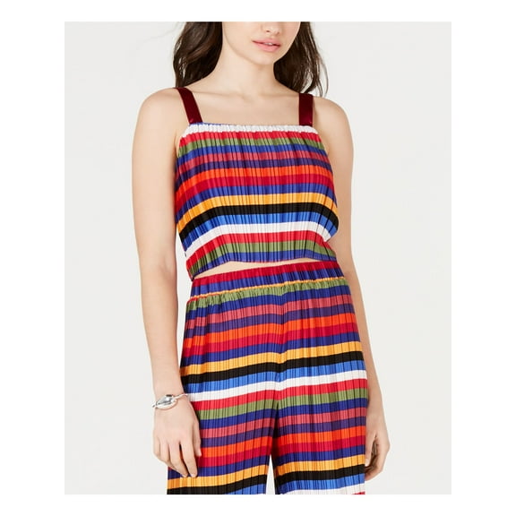 Lucy Paris Womens Rainbow Crop Top Blouse, Multicoloured, Large