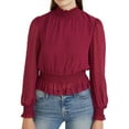thumbnail image 1 of Lucy Paris Womens Smocked Clip Dot Peplum Blouse, Red, Large, 1 of 3