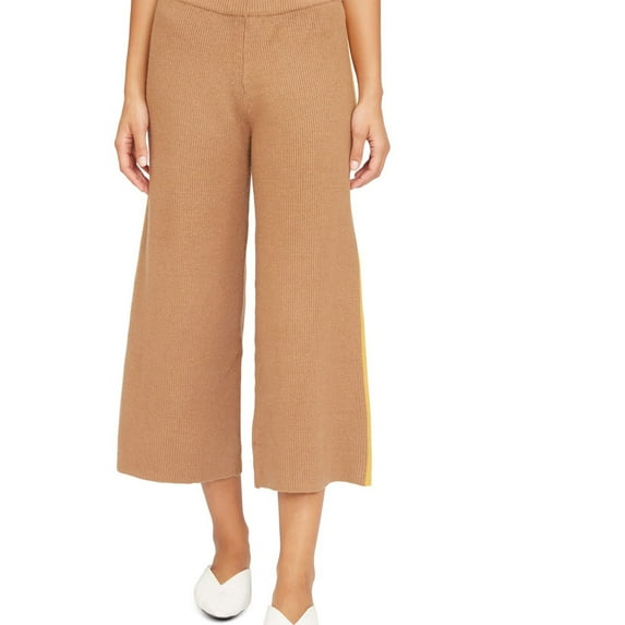 Lucy Paris Womens Wide Leg Casual Cropped Pants, Brown, Medium