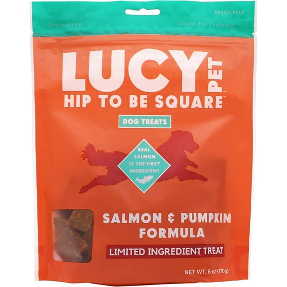 Lucy Pet Products Hip to Be Square Salmon & Pumpkin Dog Treats 6 oz