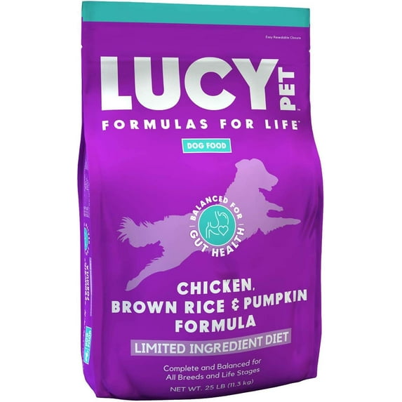 Lucy Pet Products Lucy Pet Formulas for Life - Limited Ingredient Diet Dry Dog Food, All Breeds & Life Stages - Chicken, Brown Rice & Pumpkin, Multi, 25 lb Chicken/Brown Rice/Pumpkin 25 Pound (Pack of 1)