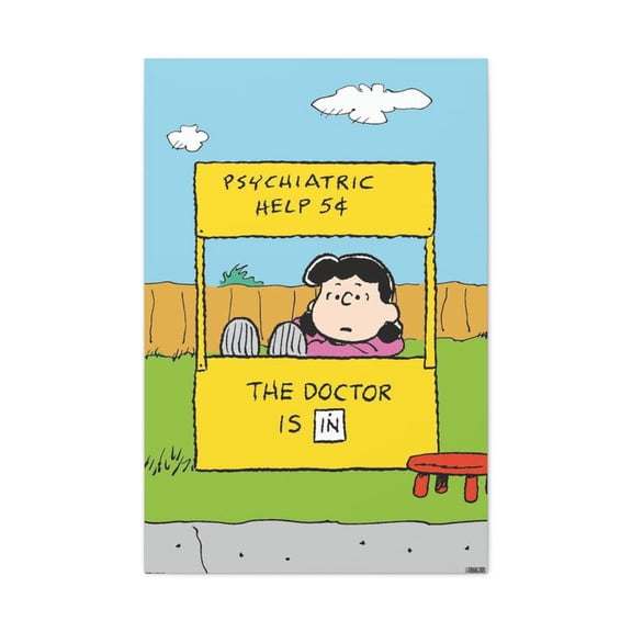 Lucy Psychiatric Help Booth Poster – Peanuts Cartoon Wall Art Print 24x36 UNFRAMED