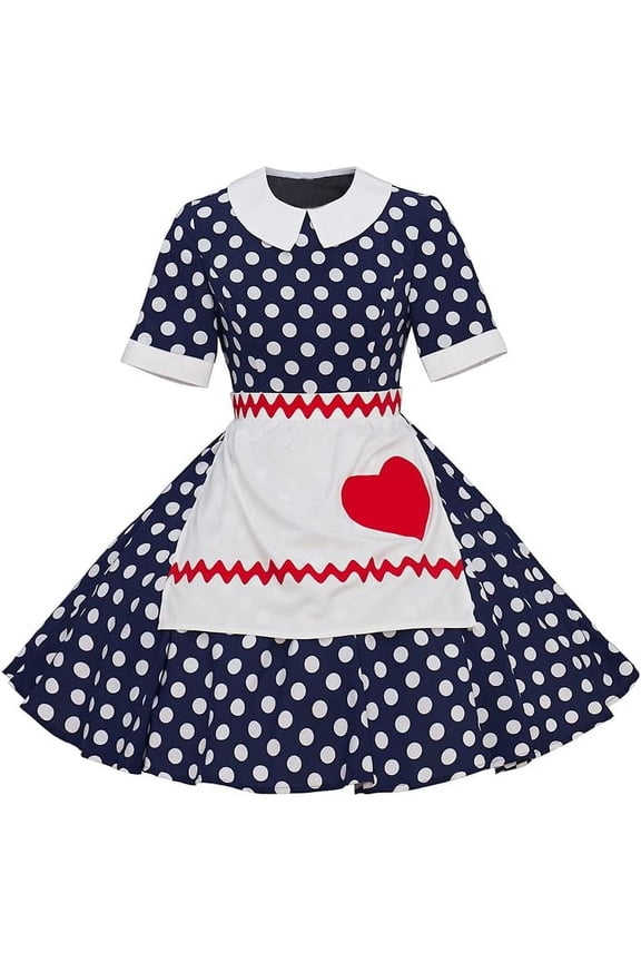 Lucy Ricardo's Classic 50s Look - Polka Dot Dress & Apron Set