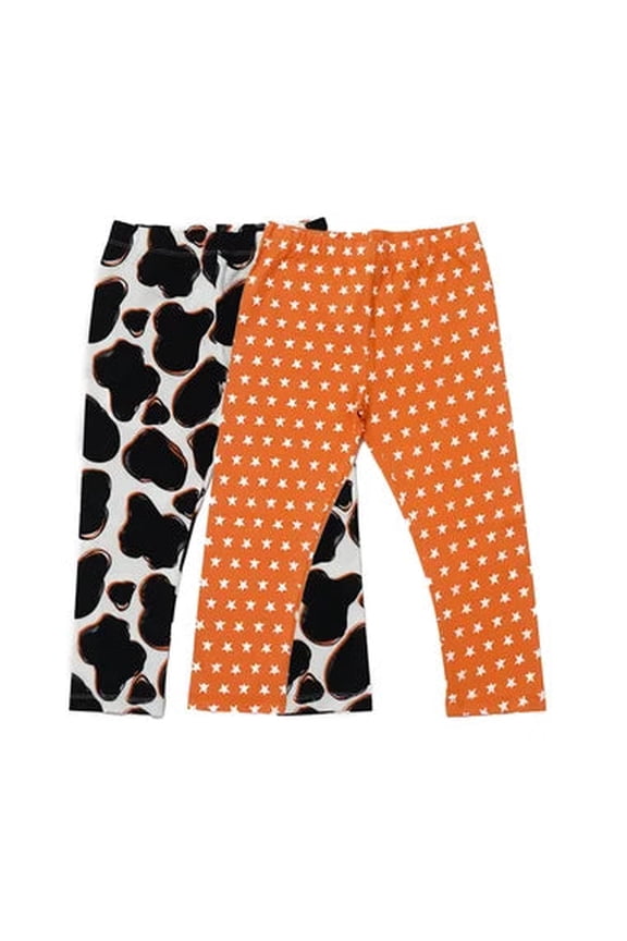 Orange /Black Cow Leggings, 2 - Piece, Sizes 6 Months to 6 Years