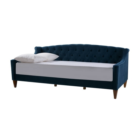 Lucy Upholstered Button Tufted Sofa Bed, Satin Teal