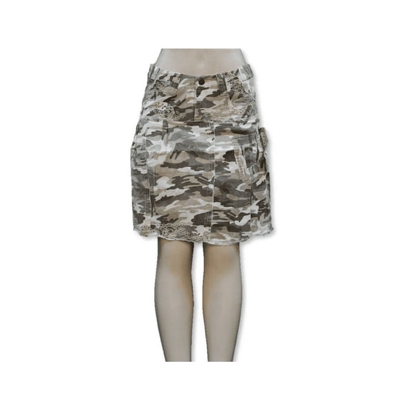 Lucy Womens Juniors Army camo Camouflage Denim Jeans Cargo Mini Skirt