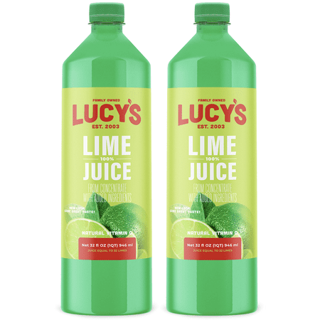 Lucy's Family Owned - 100% Lime Juice 32oz. Bottle (2 PACK)