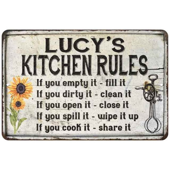 Lucy's Kitchen Rules Chic Sign Vintage Decor 8x12 Metal Sign 108120032211