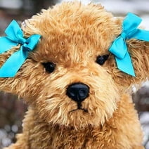 Lucy the 15 Inch Labradoodle Plush Stuffed Animal- Labrador Poodle Plush Puppy- Bows are not included