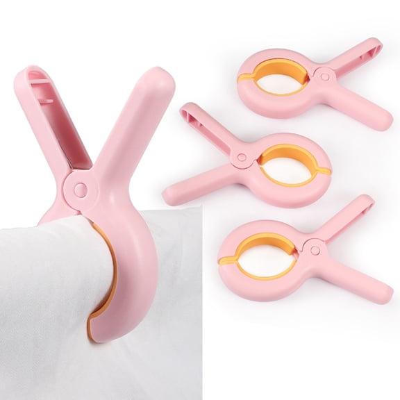 LucyPhy Beach Towel Chair Clips, 4 Pcs Pink Plastic Clothespins Strong Holder for Pool Cruise, Quilt