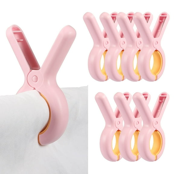 LucyPhy Beach Towel Chair Clips, 8 Pcs Pink Plastic Clothespins Strong Holder for Pool Cruise