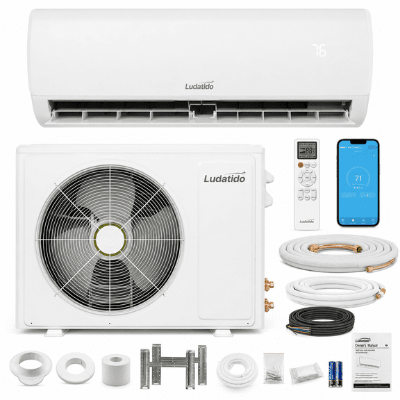 Ludatido 12000 BTU Mini Split Air Conditioner 19 SEER, Ductless Heat Pump | WiFi & Alexa Control, Cools up to 750 Sq. Ft, Full Installation Kit.