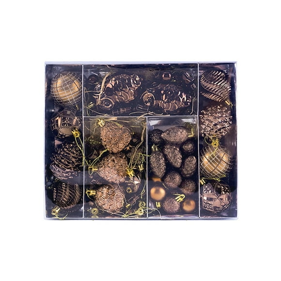 Ludearly 53Pcs Christmas Tree Decorations Ball Ornament Set, Bronze Copper Brown Gold Shatterproof Hanging Ornaments Bulk for Xmas Holiday Party Decor
