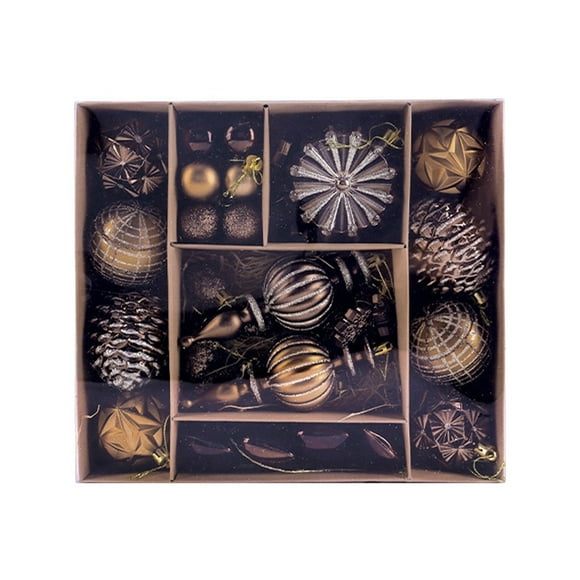 Ludearly 73Pcs Christmas Tree Decorations Ball Ornament Set, Bronze Copper Brown Gold Shatterproof Hanging Ornaments Bulk for Xmas Holiday Party Decor