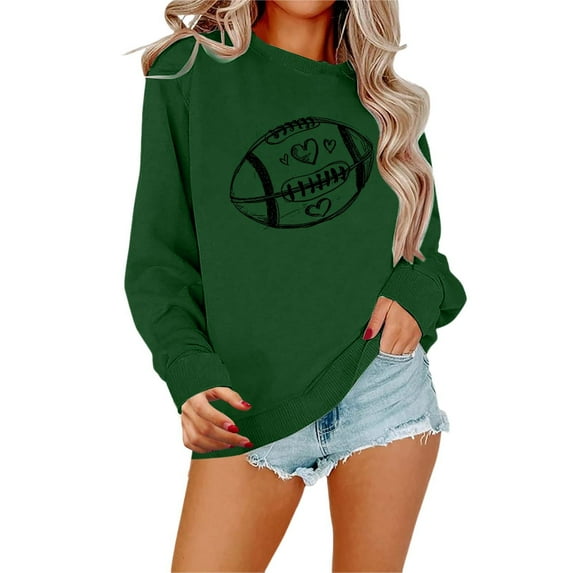 Ludearly Game Day Shirts Women Football Graphic Crewneck Sweatshirt Lightweight Long Sleeve Casual Pullover Sunday Tops