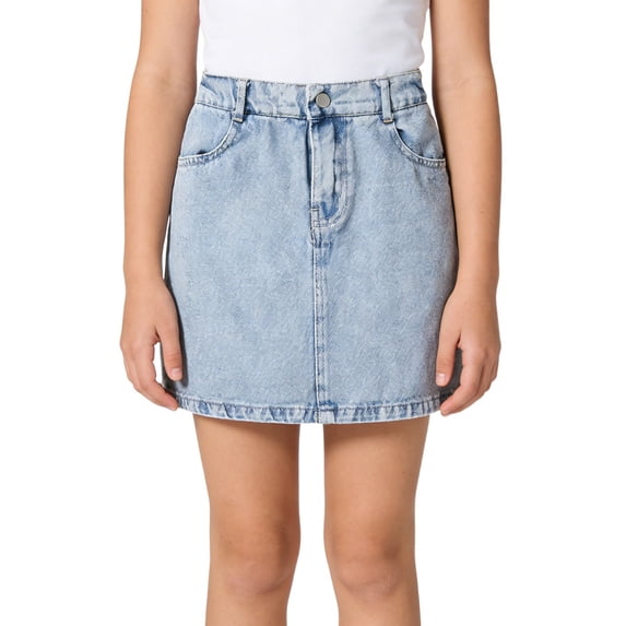 Ludearly Girls Denim Skirt For Summer Casual Outfits Outdoor Play Versatile Daily Wear Stretch Comfort Fit 9Y&Blue#02