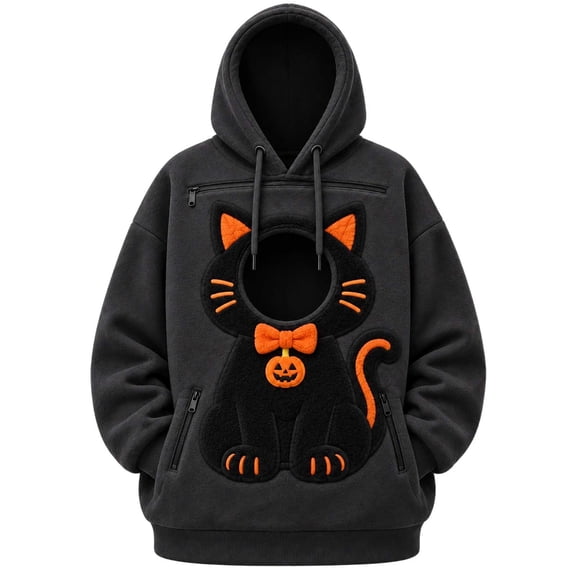 Ludearly Halloween Pet Carrier Hoodie for Women Men, Oversized Dog Pouch Sweatshirt, Hands-Free Kangaroo Pocket Cat Dog Holder Pullover