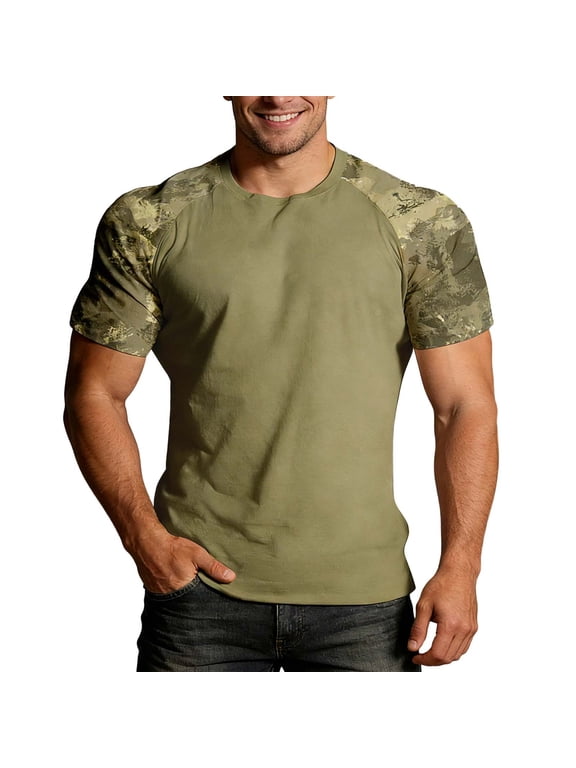 Men’s Military Camo T-Shirt, Camouflage Top Vintage Camo T-Shirts for Everyday Look, Gym Training and Outdoor Activity S&Camouflage#01