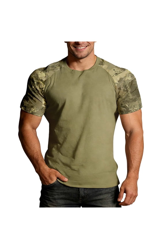 Men’s Military Camo T-Shirt, Camouflage Top Vintage Camo T-Shirts for Everyday Look, Gym Training and Outdoor Activity XL&Camouflage#01